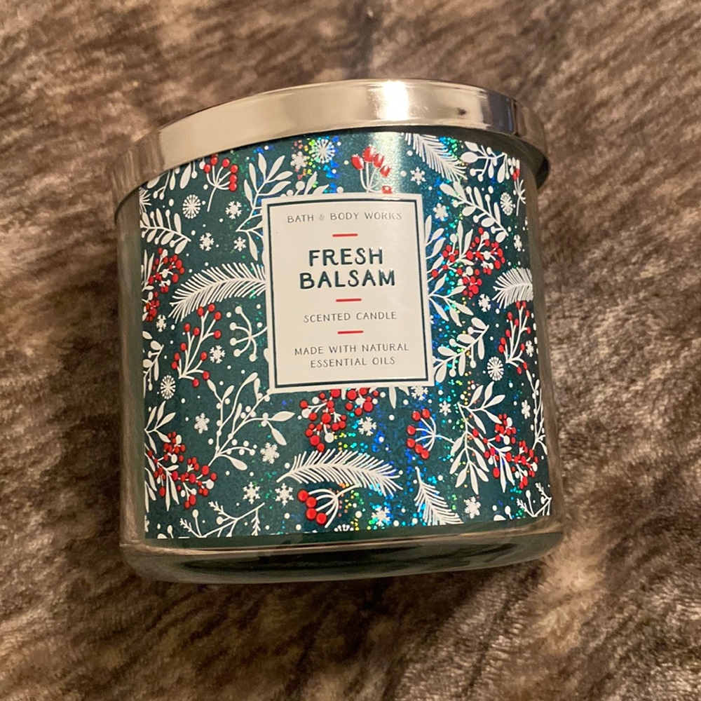 Bath & Body Works Fresh Balsam Scented Candle Holiday Christmas 3 Wick